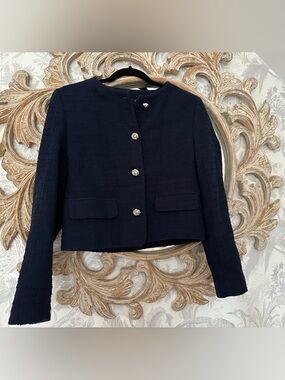 Classic Navy Bouclé Jacket
